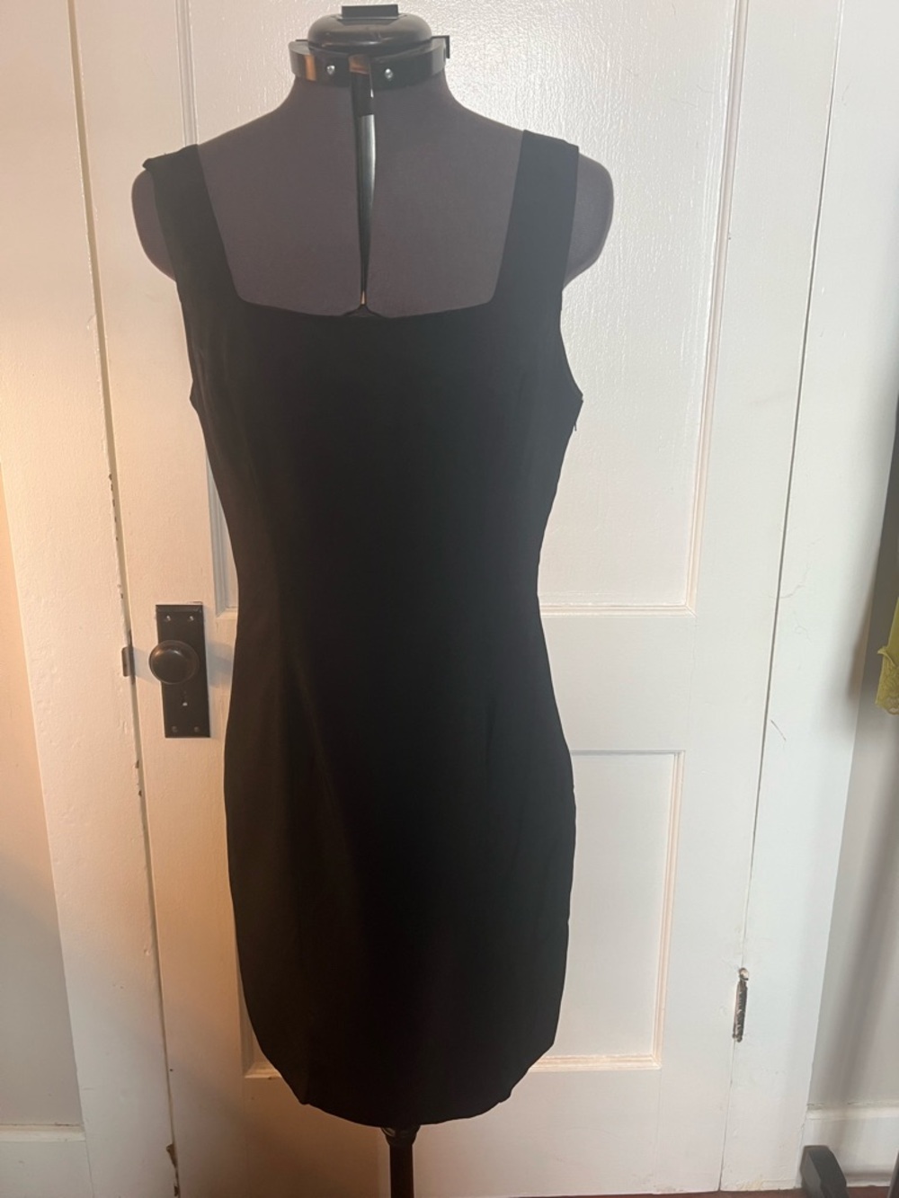 Sleek Black Square-Neck Mini Dress